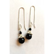 333 Boucles d'oreilles onyx, argent sterling